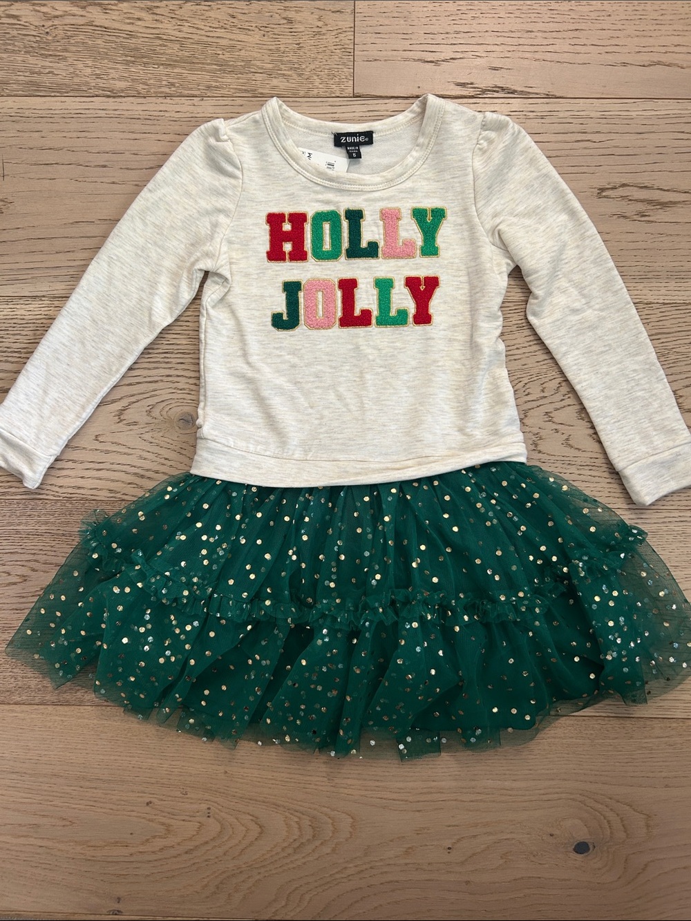 NWT Zunie 'Holly Jolly' Green Tulle Dress Kids